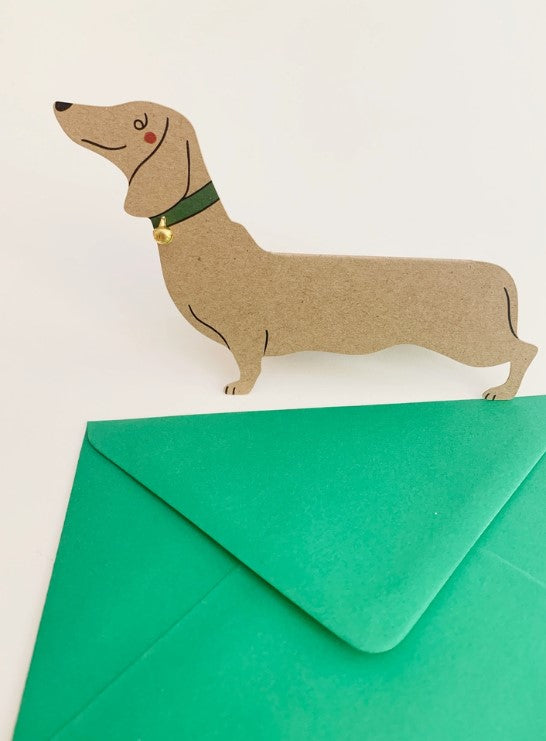 Standing Dachshund Sausage Dog Shaped Greetings Card