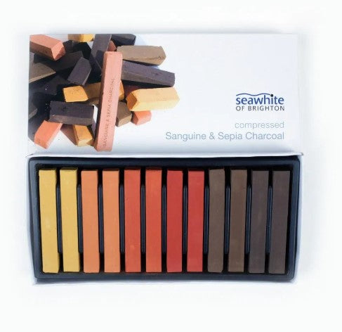 Compressed Sketching Stick Set - Pack of 12 Sanguine & Sepia