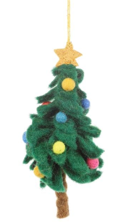 Handmade Felt Colourful Christmas Tree Hanging Decoration