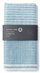 The Sea Shed Linen Pinstripe Scarf - Sea Blue