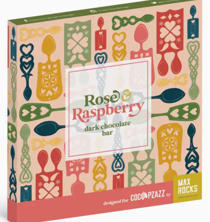 Vegan Max Rocks Rose & Raspberry Dark Chocolate 80g
