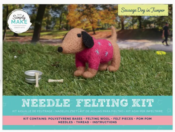 Simply Make Needle Felting Kit - Sausage Dog in Jumper
