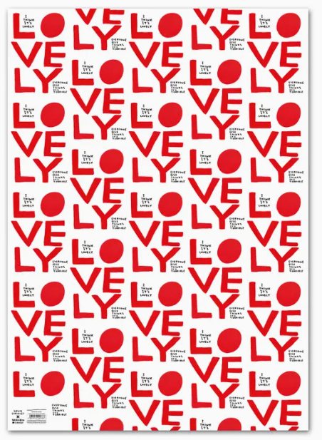 David Shrigley Gift Wrap - Lovely - Pack of 2 Sheets Folded