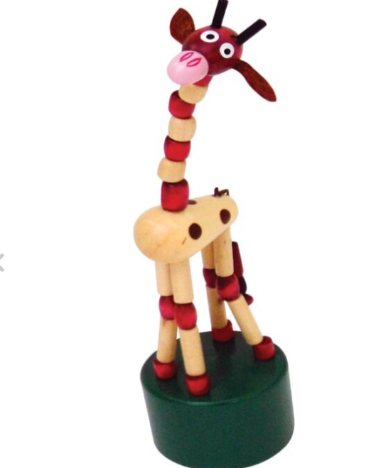 Wooden Wobbly Woofers and Giraffes Press-Up Toy
