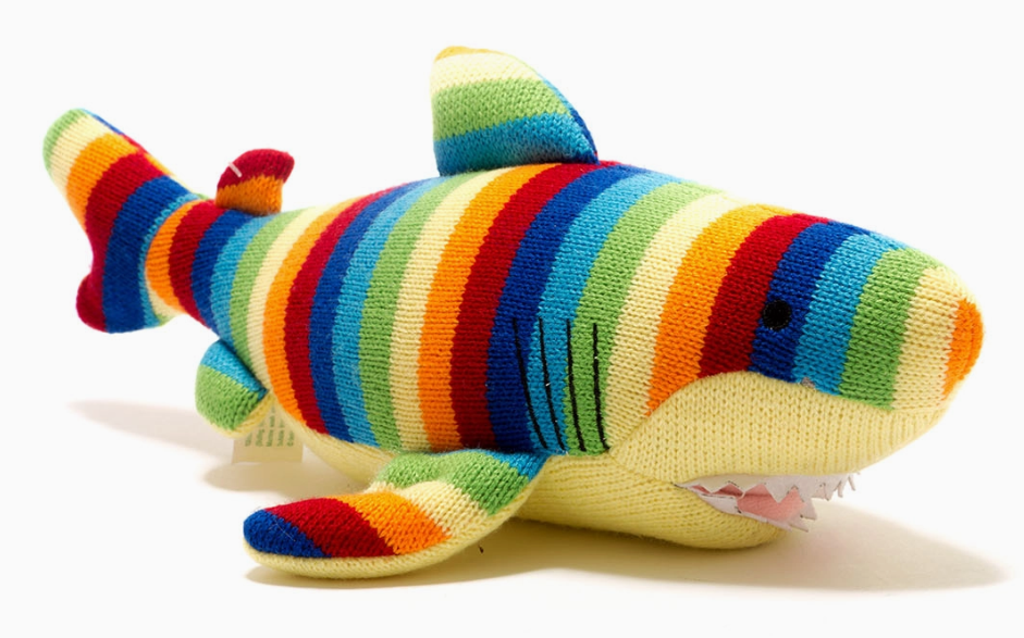 Knitted Shark Soft Toy - Bright Stripes