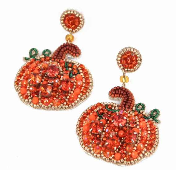 Beaded Pumpkin Earrings