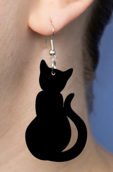 Large Cat Charm Earrings
