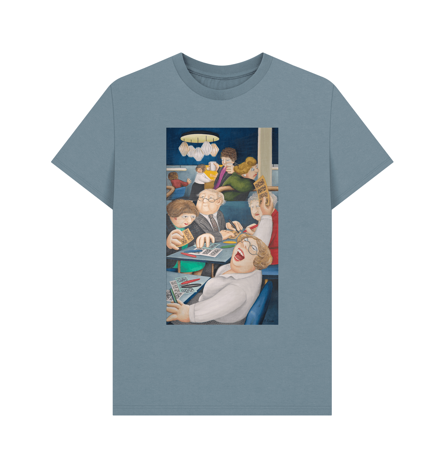 Stone Blue Printed T-shirt Front