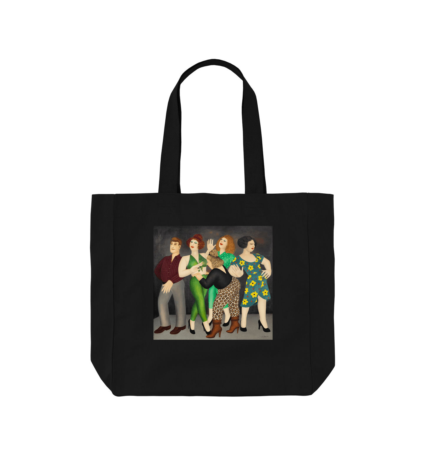 Black Printed Bag Front