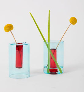 Reversible Glass Vase - Small - Blue & Red