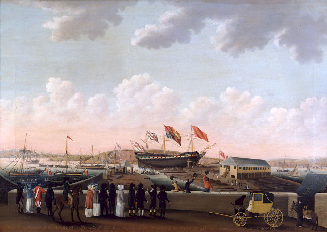 Launch of the 'Clarence' Seventy-Four Guns, at Turnchapel, Print