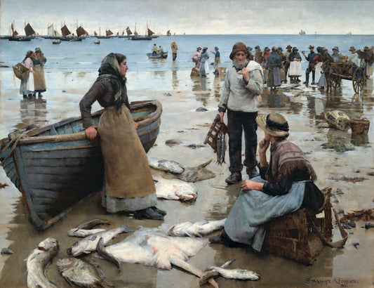 A Fish Sale on a Cornish Beach, Print