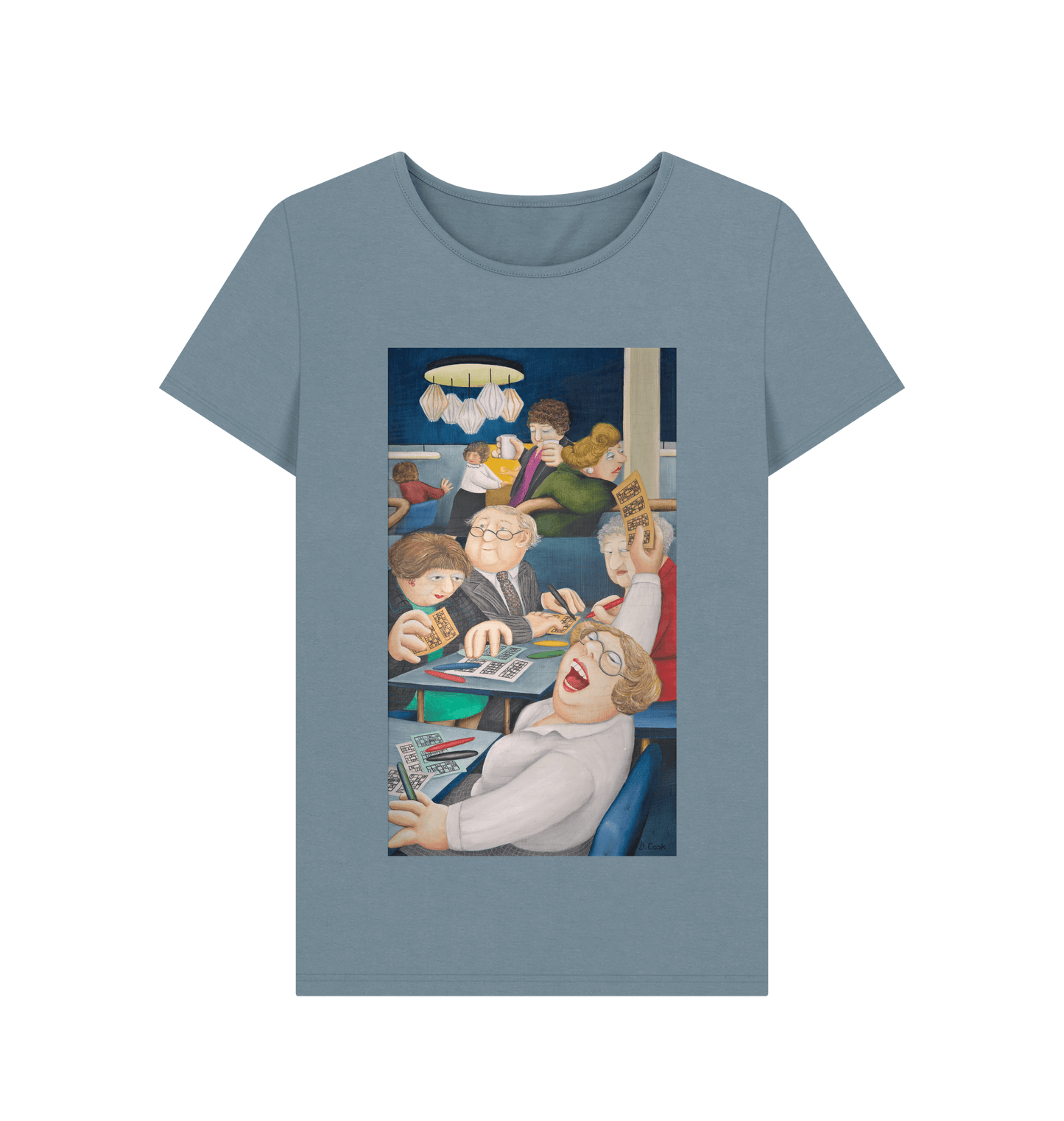 Stone Blue Printed T-shirt Front
