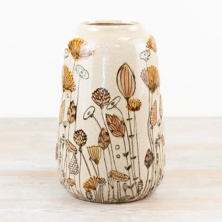Flower Design Ceramic Vase, 25.5cm