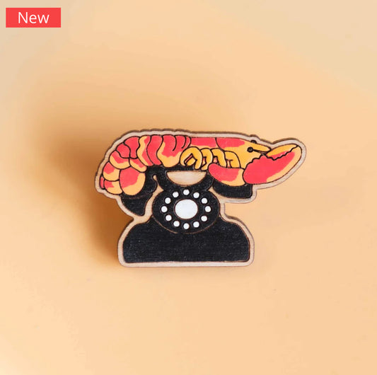 Hand-painted Lobster Telephone Pin Badge