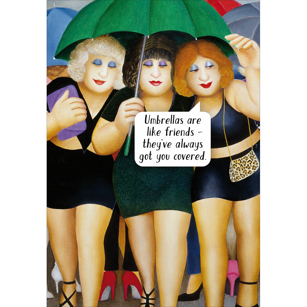 Beryl Cook Umbrellas Are Like Friends Greetings Card