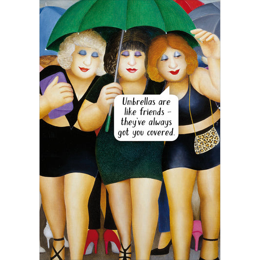 Beryl Cook Umbrellas Are Like Friends Greetings Card