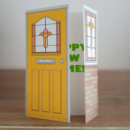Shut the yellow door! Housewarming card