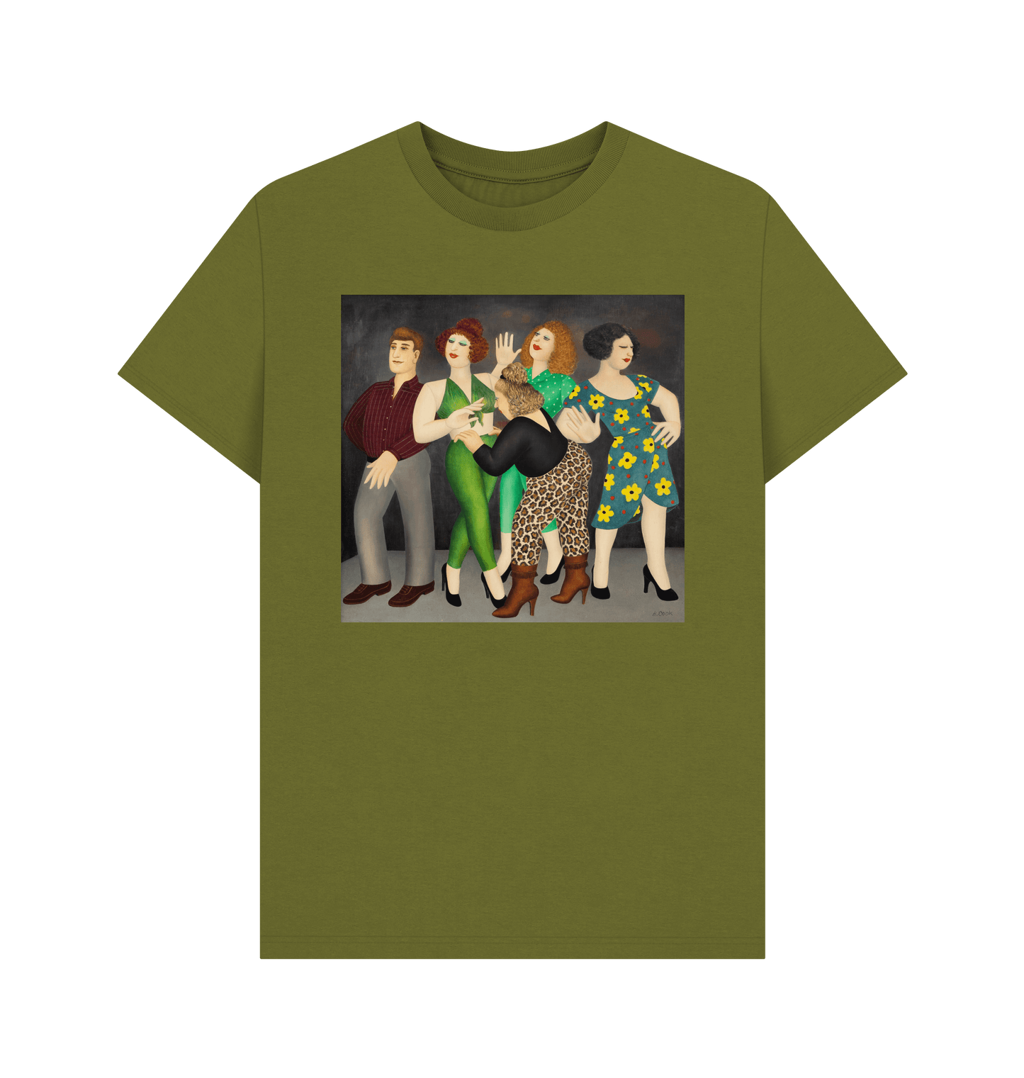 Moss Green Printed T-shirt Front