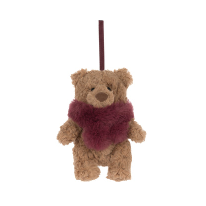 Jellycat Bartholomew Bear Winter Warmer Decoration (Red Scarf)