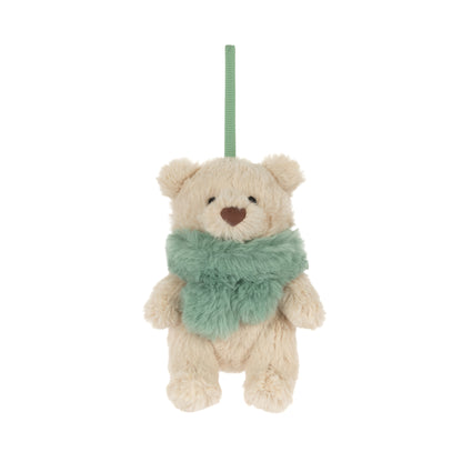 Jellycat Bartholomew Bear Jr Winter Warmer Decoration (Green scarf)