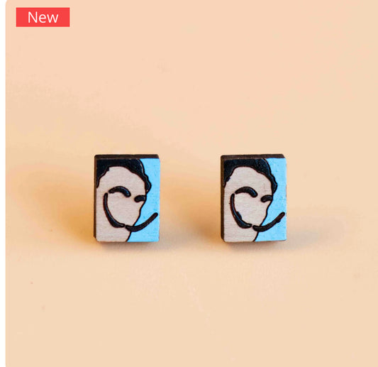Hand-painted Salvador Dalí Portrait Earrings