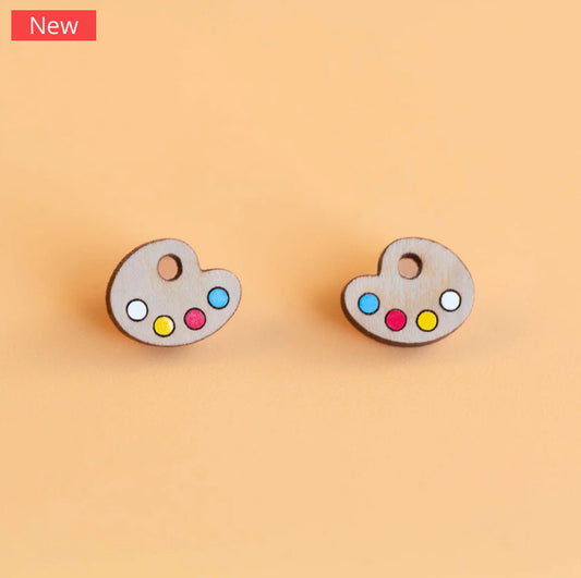 Hand-painted Palette Wooden Earrings