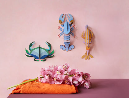 Aquamarine Crab 3D Wall Art