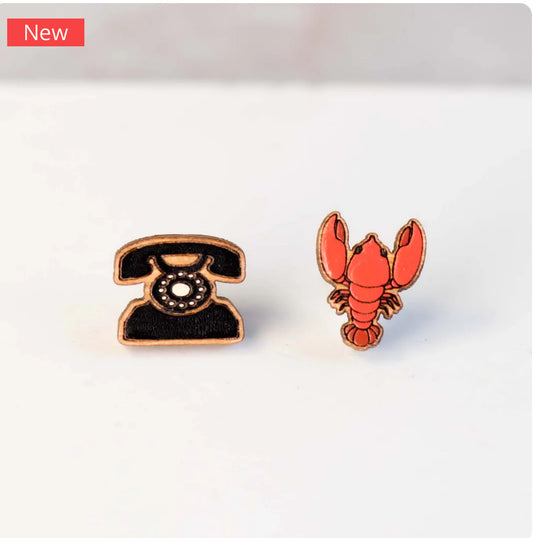 Hand-Painted Lobster Telephone Earring