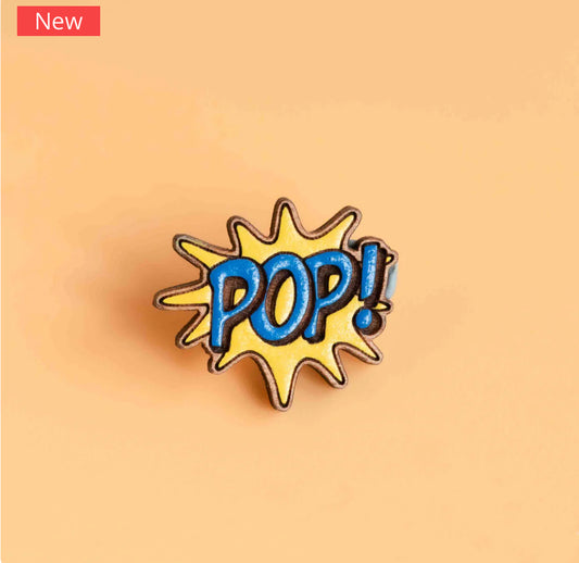 Hand-painted Pop Art Wooden Pin Badge
