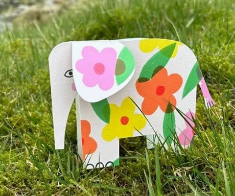 Floral Elephant Standing Greetings Card