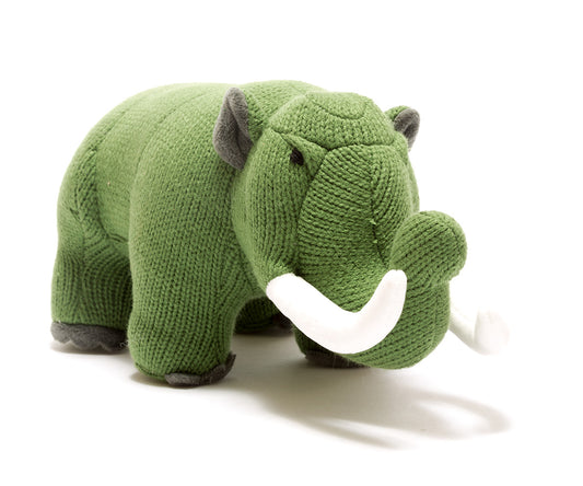 Woolly Mammoth Knitted Toy in Moss Green