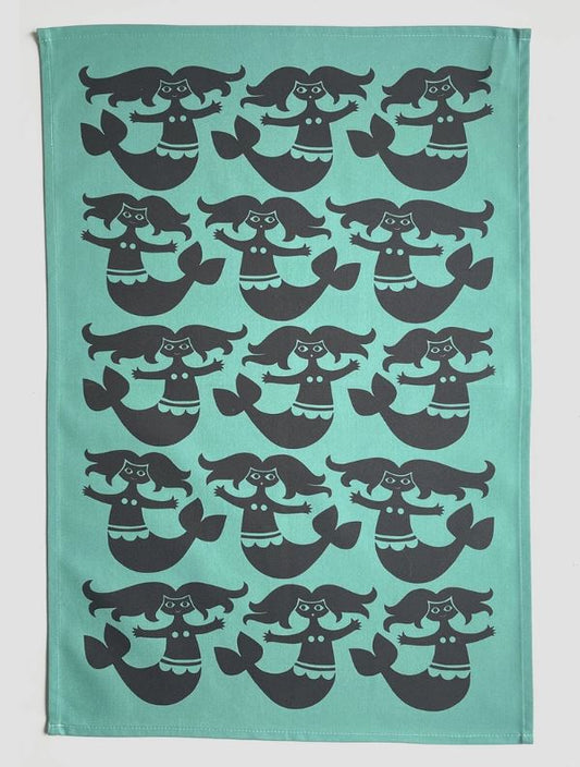 Hornsea Mermaids Tea Towel Teal