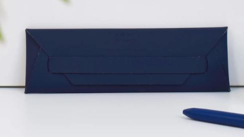 Recycled Leather Pen/Pencil Pouch - Navy Blue