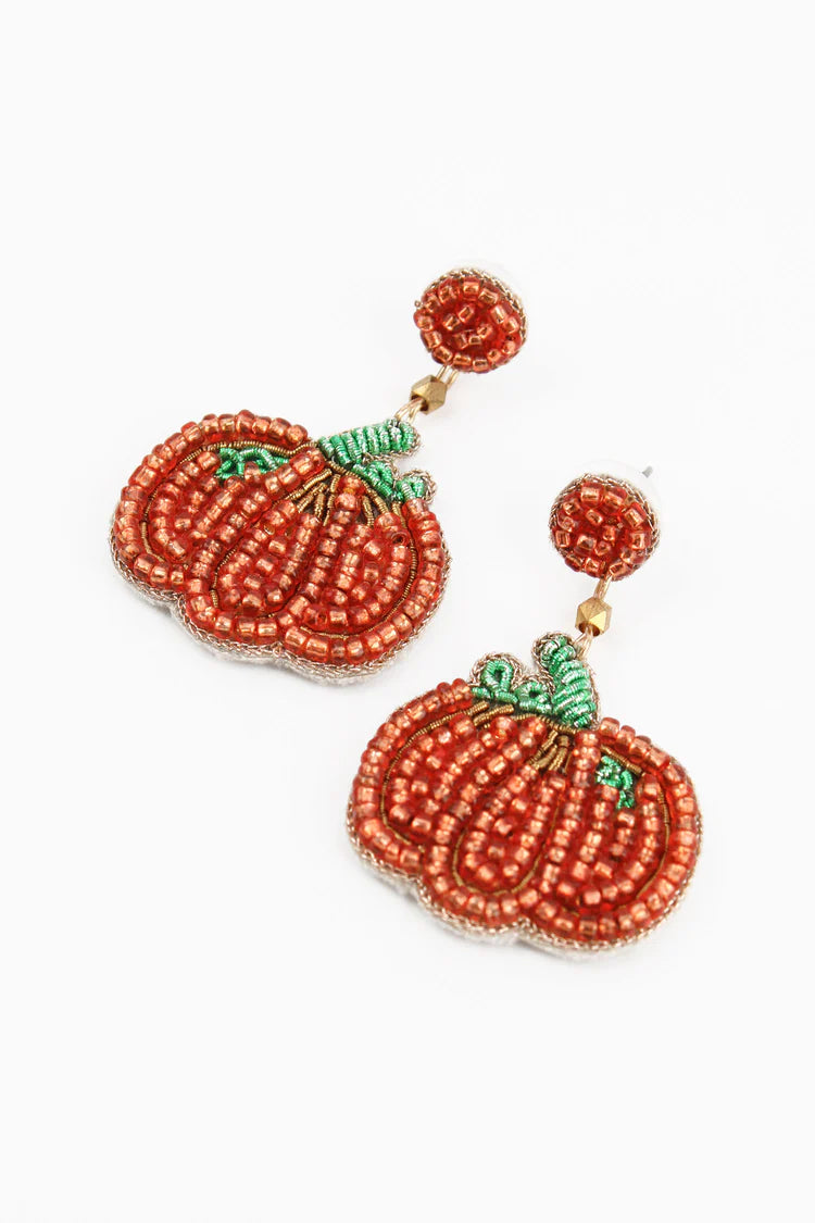 Beaded Pumpkin Earrings