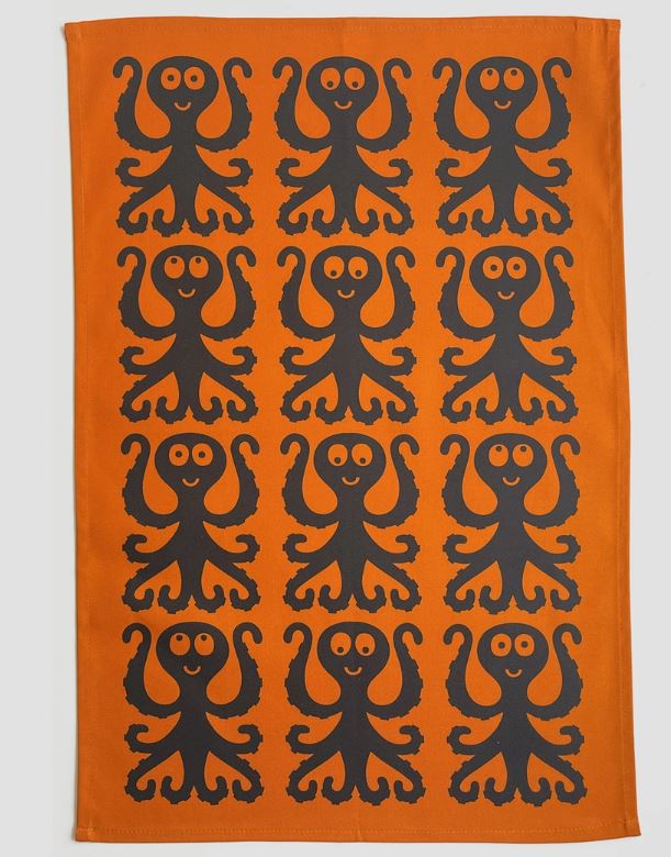 Hornsea Octopus Tea Towel Orange