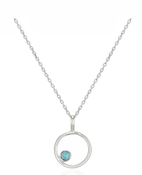 Opal Circle Pendant Necklace
