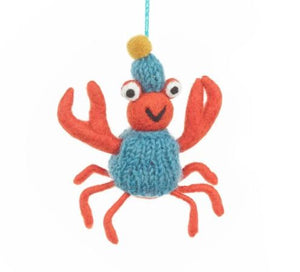 Felt Sammy Snowcrab, Hanging Christmas Crab Decoration