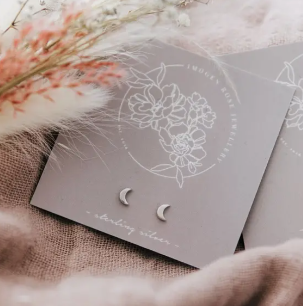 Mini Crescent Moon Stud Earrings