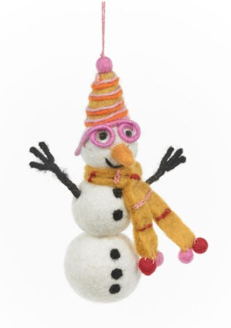 Handmade Felt Betty the Snowman Funky Snowman Hanging Decoration