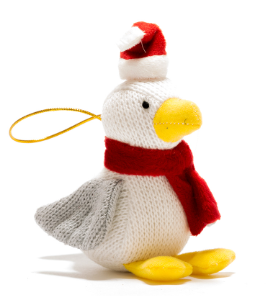 Knitted Seagull with Hat & Scarf Christmas Decoration