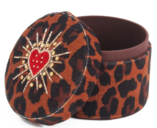 Leopard Heart Round Box