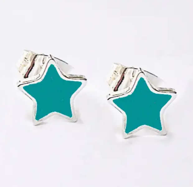 Studs with Bright Turquoise Enamel