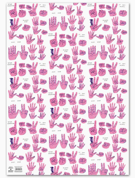 David Shrigley Gift Wrap - Stop Counting - Pack of 2 Sheets Folded