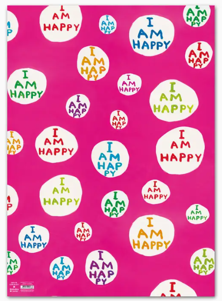 David Shrigley Gift Wrap - I Am Happy - Pack of 2 Sheets Folded
