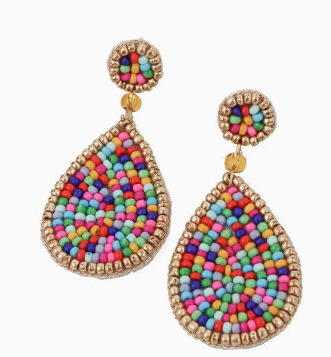 Confetti Teardrop Beaded Earrings