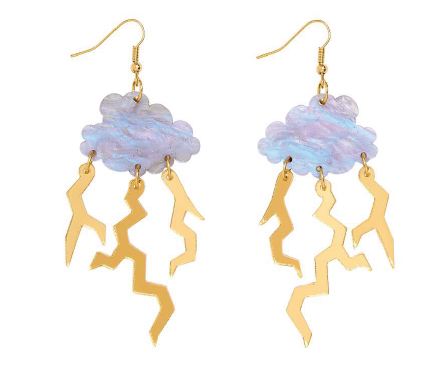 Thunderstorm Cloud Earrings - Gold