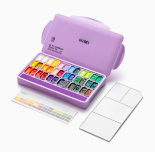 Himi Twin Cup Gouache 36 Set Paint Colours, Purple Case