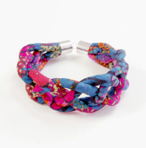 Braided Liberty Fabric Cord Bangle - Hot House Blooms