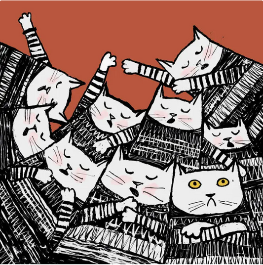 Snoring Cats Greetings Card